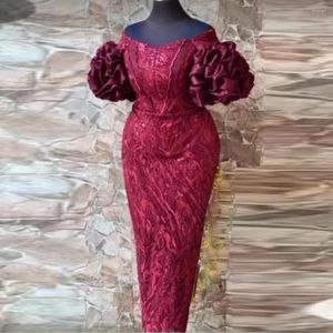 Sukienki imprezowe Burgundowe koronkowe marszki na balurskie szafki na wieczorne suknie w rozmiarze Plus w rozmiarze