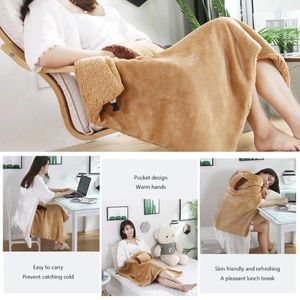 Blankets 5V Electric Heating Blanket Multifunctional Portable Legs Feet Pads USB Charging With Pocket Safe Comfortable For Body