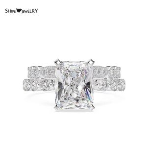 Cluster Rings Shipei 100 925 Sterling Silver Created Moissanite Diamonds Gemstone Wedding Engagement Women Ring Set Fine Jewelry 4896173
