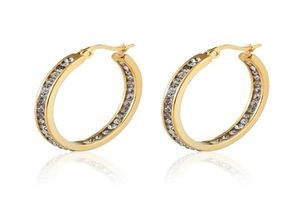 whole Inlay Zircon Half A Circle Hoop Earrings For Women Titanium Steel Gold Color Woman Crystal Earrings Jewelry Gif6133574