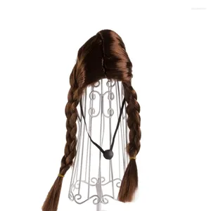Trajes de gato Halloween Brown Brown Braids Wigs Prank for Dog Cats Dress Up Up Supplies Lovely Carnivals Party Acessório 090C