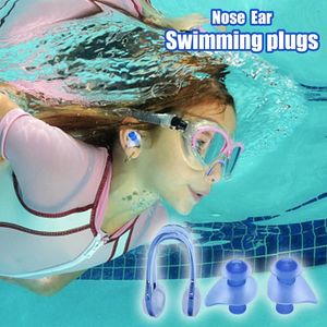 Näsklämma och öronproppar för simning vuxna barn 3d bionic design silikon simning växel öron nässkydd uppsättningar dusch