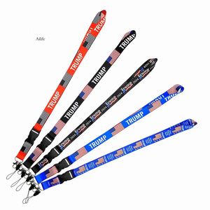 Trump American Flag Lanyards Sport Mobiltelefon Schlüsselbund -ID -Kartenabzeichen DIY Hang Seil Keyrings Geschenk 0412