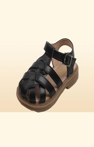 Sandaler pojkar romerska korsband enkel koreanska söta täckta tår sandaler 2022 barn mode sommar nya pu allmatch casual skor för 5144058