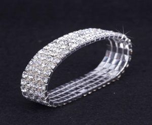 12 قطعة Lot 4 صف كريستال Diamante Rhinestone مرنة Bridal Bangele