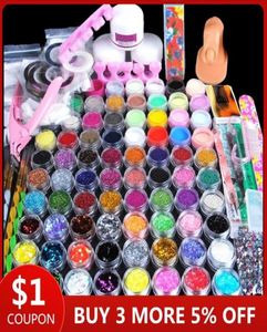 78pcs Nail Acrylic Powder Glitter Manicure Set For Nail Art Kit Gems Decoration Crystal Rhinestone Brush Tools Kit For Manicure3211620361