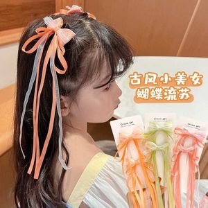 Bow Tie Ancient Style Ribbon Hair Accessory Super Fairy Childrens Hårklämma färskt och söta prestanda huvudbonad kinesisk stil Hanfu hårklipp