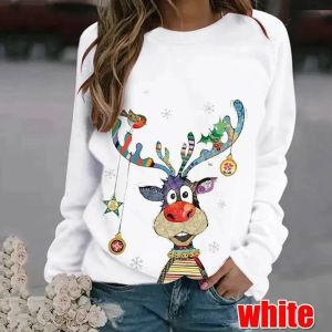 Kadın baskılı sweatshirt Noel yenilik jumperları Xmas T-shirt üstler uzun kollu crewneck rahat pullover gömlek artı boyut S-5XL