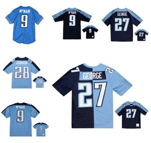 Stitched Football Jerseys 27 Eddie George 9 Steve McNair 28 Chris Johnson Mesh Legacy Pensionerade retro Classics Jersey Men Women Yourth S-6XL