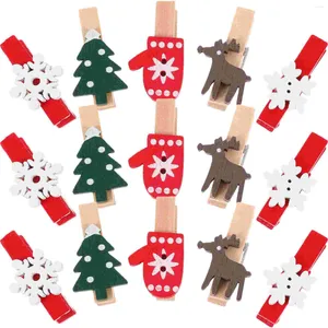 Rahmen 125 Stcs Weihnachts -Wäscheklammern Dekorative Clips Mitten Cartoon po Weihnachten Ornament Holz