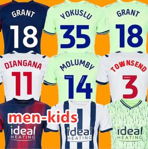 23 24 Maglie da calcio di West Bromwich Molumby Diangana Dike Brunt Asante Albion Football Shirt 2023 2024 All Away Ozza Grant Wallace Phillips Swift Men Kid Kit Uniforms