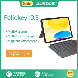 キーボードausdom foliokey10.9保護キーボードケース取り外し可能バックライトキーボードトラックパッド付きUSBC、2022 iPad 10th Generationのスタンド