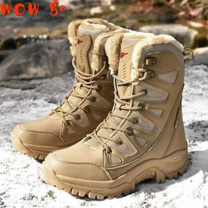 Fitness Shoes Men Women Winter Snow Boots Military Desert Combat Warm Fur Tactical Ankle Waterproof Army Work 36-46