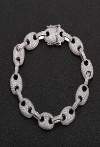 Bransoletowa łańcuch z cyrkonem Materiał miedziany Złoty srebrny kolor bling cz men Hip Hop Bracelets6236230