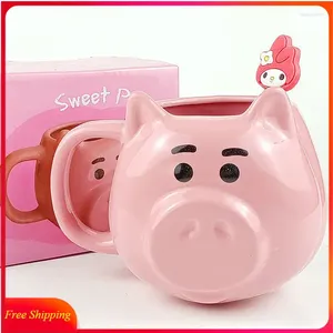 Mugs Piggy Coffee Cup Is Cute And Girl Heart Powder Pig Ceramic Water Creative Home Couple Mug Ceramics Tazas