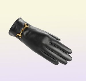 Fem fingrar handskar klassiska damer flickor designer läder metall cool punk vinter varm pekskärm gåva3932380