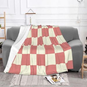 Filtar checkerboar rutig retor filt fleece vår/höst andas super mjukt kast för sängkläder utomhus sängöverdrag