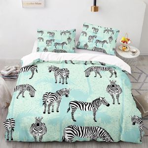 Bettwäsche -Sets Zebra Muster Duvet Cover Simply Style Set 220x240 mit Kissenbezug für weiche blaue Heimtextilien