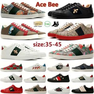 2023 Luxus -Designerschuhe Herren Womens Cartoons Freizeitschuh Biene Ass Echtes Leder Tiger Schlange Stickstreifen klassische Männer Sneakers Goldene Titten