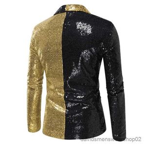 Men's Suits Blazers Unique Design Men Patchwork Sequin Suit 2 Piece Black / Purple / Blue Mens Dance Bar KTV Casual Blazer Jacket and Pants