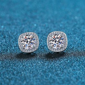 Sier S925 Pure Earrings Classic Micro Inlaid Princ Square Earrings Mossan Diamond Earrings One Carat Mossan Stone Earrings Female