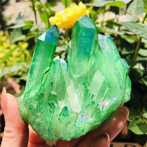 Estatuetas decorativas de cristal natural anjo verde aura