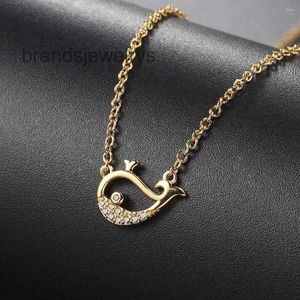 Cute Pendant Necklaces Whale Necklace For Girl Women Cartoon Korean Fashion Micro Inlaid Zircon Choker Chain On The Neck Jewelry Gift Shangpinhat