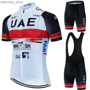 Cykeltröja sätter UAE Cycling Man Mens Pants Gel Sportkläder cykelkläder Shorts Set Jersey 2024 Summer Set Blus Shirt Mtb Bib MA Outfit L48