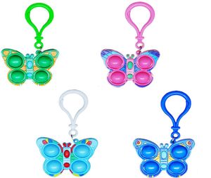 Butterfly Toys Bierek Pierścienie Śliczne silikonowe zwierzę zwierzęce pchaj push bąbelek it stres ulga prosta sensoryczna torba zabawka biżuteria kluczowe łańcuchy 2206576