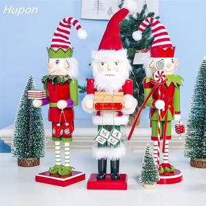 Derry Christmas Decor Kids Dolls 40cm Wooden Nutcracker Soldier Santa Claus Snowman Doll Orment