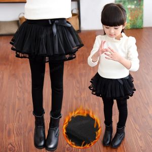 Hosen Winter warme Leggings Rock für Teenager Kinder Prinzessin Rocke Tutu -Kuchen Rock große Mädchen plus veet dicke Hosen Kinder Leggings Leggings