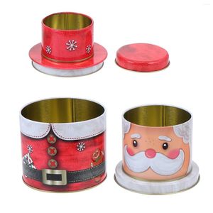 Storage Bottles Christmas Tin Box Tinplate Jars Biscuit Cupcake Container Food Containers Lids Cookie