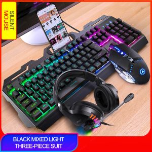 Combos 104 Tasten Gaming Keyboard Mouse Headset Combos Mechanisches Feeling Game Keyboard 3200DPI MICE Kopfhörer -Set für PC Gamer