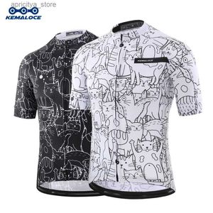 Cycling Shorts KALOCE Cycling Jersey Men Women Summer Short Seeves Bike Clothing Road White Black Cartoon Breathab 2024 Bicyc Shirts L48