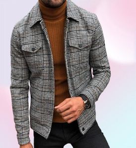 Men039s Jackets Fashion Jacket Men Spring Autumn Slim Plaid Coat Clothing Turndown Collar Single Breasted Casual Outerwear C5686441