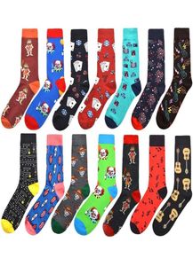 Homens de alta qualidade Happy Socks Novidade 14 coloridas de cartoon palhaço meias de guitarra homens penteados calcetinos de algodão largos hombre 2pcs1pairs5521634