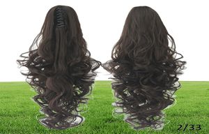 أزياء طويلة متموجة المستعرات البسكويت تجعيد تجعيد الشعر المستعار wavy claw claw claw pony tail extensions متعددة الألوان النساء