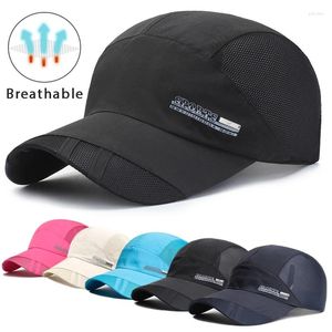 Top Caps Mesh Beyzbol Şapkası Yaz Erkekler Kadın Sunhat Visor Nefes Alabilir Hızlı Düz ​​Dış Mekan Balıkçılık Yürüyüşü Koşu Sporları Cap Fashion