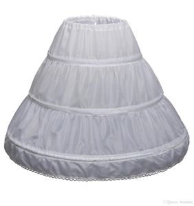 Barn 3 hoops petticoats bröllop brud tillbehör halv slip små flickor crinoline vit lång blomma flicka formell klänning undersk3060024