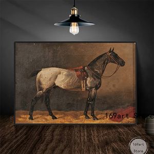 Cavalo vintage antigo equestre puro -sangue Posters de arte de animais de animais pinturas de impressão de parede de impressão de parede