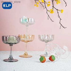 Wine Glasses KLP Ice-cream cups dessert cups niche French petal oblet hih color value sparklin champane lass red wine lass lasses L49