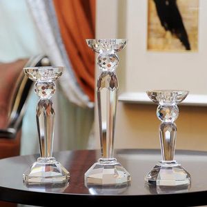 Ljushållare Crystal Transparent Glass Candlestick Home Decoration Centros de Mesa Para Boda Wedding Centerpieces For Tables