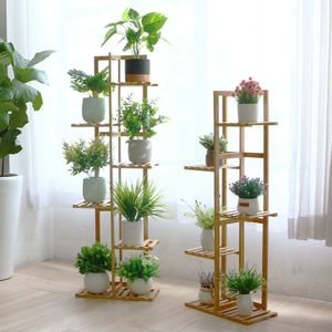 Bambu 5/6 Plant stand rack múltiplo de vaso de flores prateleira de vaso de flores internas estantes de plantador externo estantes de estantes de estante para pátio