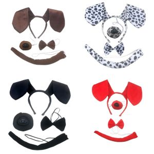 Dog Ear Headband Tail Bow Nose Accessory Kit Party Gift Fancy Dressed Birthday Halloween Costume Cosplay