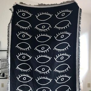 Blankets Gothic Evil Eyes Moon Sun Thread Blanket Throw Tapestry Sofa Cover Picnic Camping Nap Leisure Bedspread