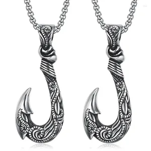 Naszyjniki wisiorek retro viking fish hook kształt Naszyjnik męski metalowy przesuwany vintage biżuteria akcesorium