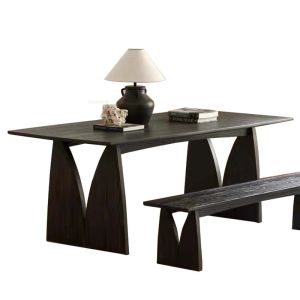 北欧の黒い固形材ダイニングテーブルシンプルなダイニングルーム家具モダンホームデスクキッチン長方形のダイニングテーブル椅子セット