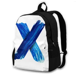 Backpack Blue Watercolor Painted Letter X 3d Print Design Casual Bag Pastel