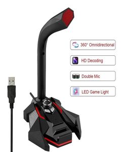 Dynamic Wired Microphone USB Studio Gaming 360 Omnidirectionnel PC Microphone For Computer Desktop Professional Dual Mic LED5095367