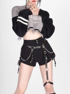 Deeptown Vintage Gray Cropped Sweater Women Kpop Grunge Hollow Out Knitted Jumper Korean Sexy Off Shoulder Y2K Tops Streetwear